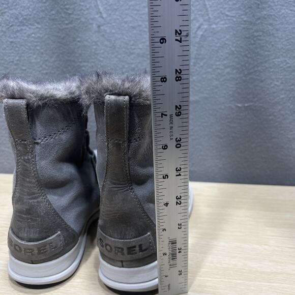 Sorel Explorer Joan Waterproof Gray Suede Lace Up Mid Bootie Womens Size 7 - Picture 6 of 12